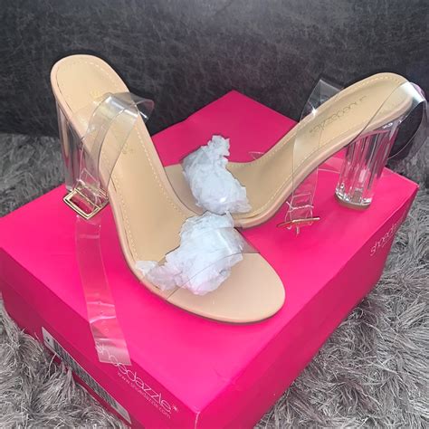 Brand New Nude Clear Block Heels From Shoe Dazzle Gem