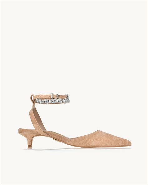 UZA Shoes Slingback Salto Médio Chamois Nude Coleção Primavera Verão 2025