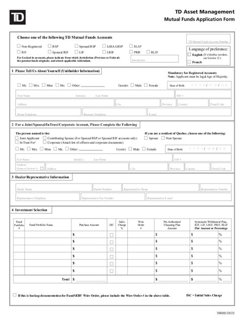 Fillable Online Td Asset Management Mutual Funds Application Form Fax