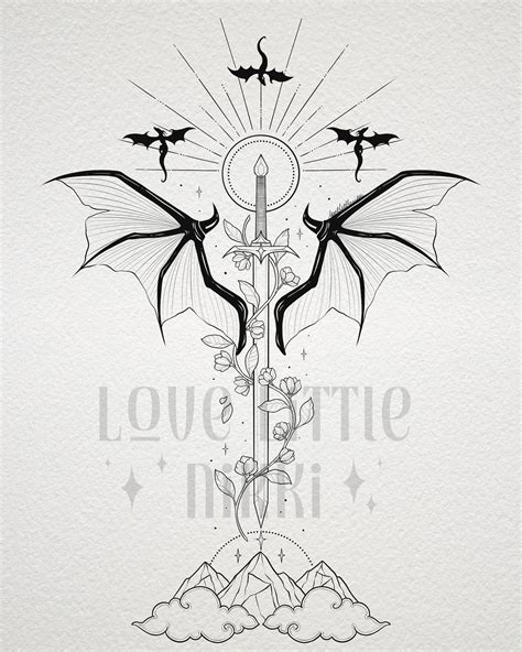 Acotar Based Tattoo For Catherine 🦇she Wanted A Couple Wyverns Thrown In There As Well For Tog 🌙