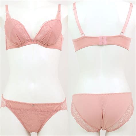 フランデランジェリー fran de lingerie 繊細なフェミニンスタイルキレイめスッキリバストメイク レーシーチュール ブラジャーショーツセット返品不可商品 ピンク 靴