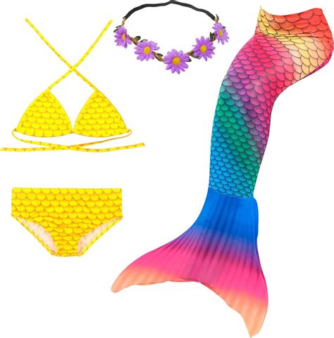 Galldeals Conjunto De Bikini Para Ni As Con Cola De Sirena Para Nataci N Unidades