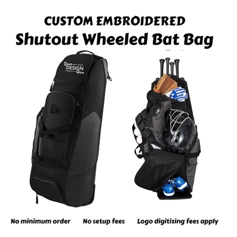 Custom New Era ® Shutout Wheeled Bat Bag Embroidered Textlogo Custom