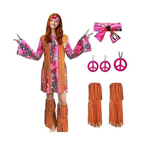 Atamet Costume De Hippie Des Ann Es Et Pour Femmes Robe Dis