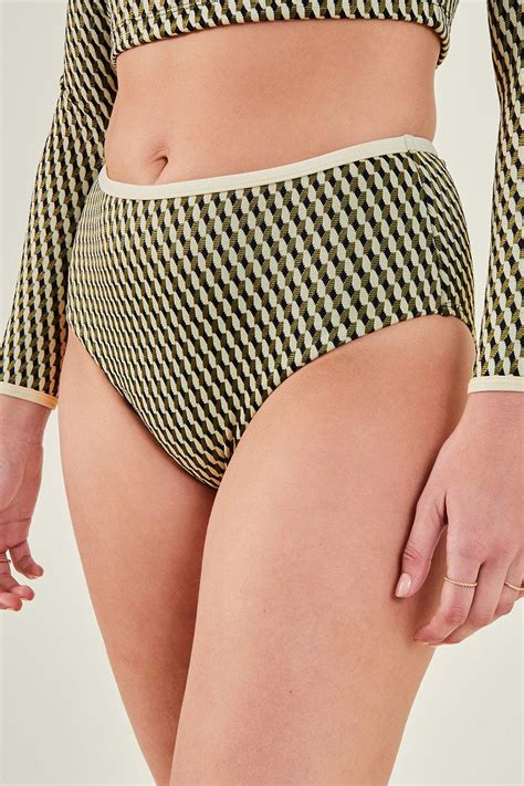 Swimwear Jacquard High Waist Bikini Briefs Accessorize