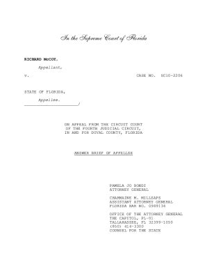 Fillable Online Sc Answer Brief Florida S Supreme Court Fax