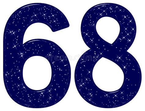 Numeral 68, Sixty Eight, Star Sky Texture Imitation, Isolated on White ...