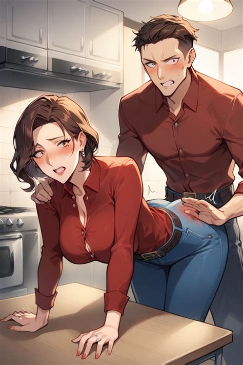 View From Behind Red Shirt She Is Looking Down Asian AI Porn