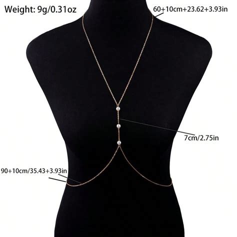 Chain Fashionable Sexy Bikini Simulated Pearl Necklace Body Chain Shein Uk