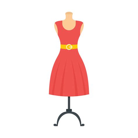 Woman Dress On Mannequin Icon Flat Isolated Vector Vector Art