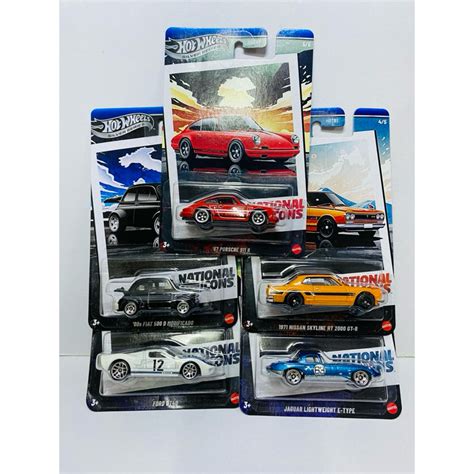 Hot Wheels Silver Series National Icons 2025 Porshe 911 R Nissan Skyline Ht 2000 Fiat 500 D