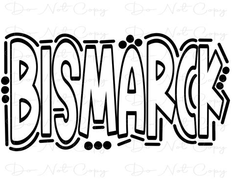 BISMARCK Doodle Letters Transparent Background Sublimation PNG and SVG