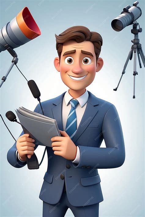 Premium Photo | News Reporter Cartoon Character 3D Animation