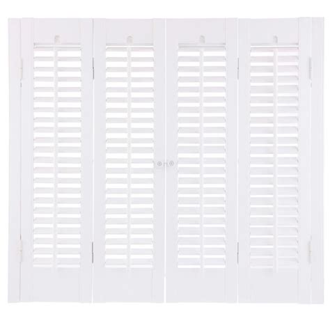 Home Basics White 1 14 In Traditional Faux Wood Interior Shutter 31 To 33 In W X 28 In L