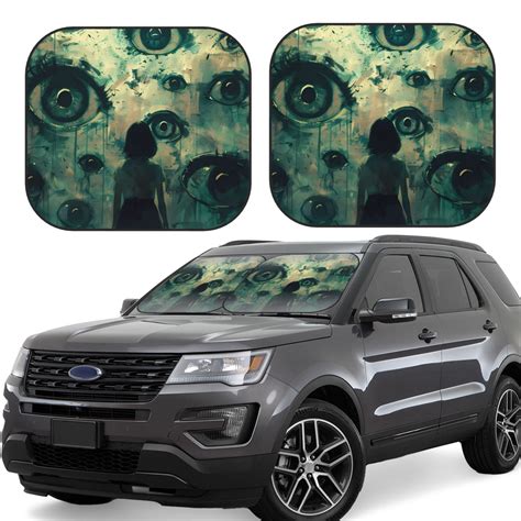 Gaeub Eyes Watching In The Dark Print 2-Piece Windshield Sun Shade