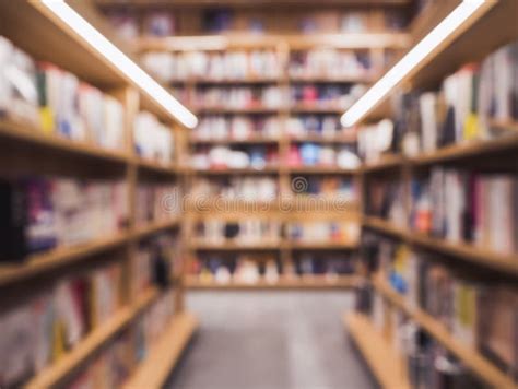Blur Book Shelf Bookshop Interior Background Stock Image Image Of