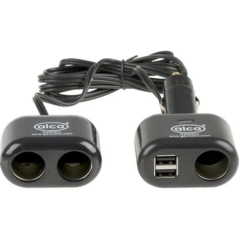 Разветвитель прикуривателя Alca 3 выхода, 12В + 2 USB 5В, удлинитель 2 ...