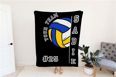 Personalized Volleyball Blanket Custom Name Blanket Soft Fleece Throw