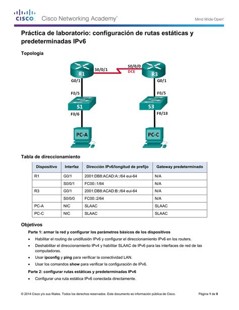 Pr Ctica De Laboratorio Configuraci N De Rutas Est Ticas Y