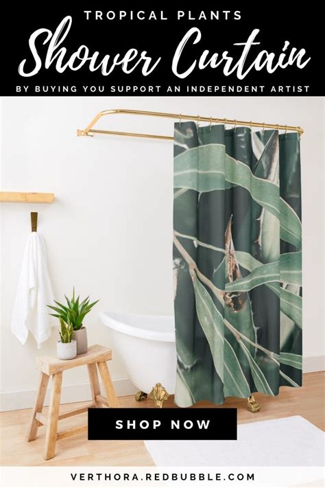 Light Green Tropical Summer Foliage Leaves Shower Curtain For Sale By