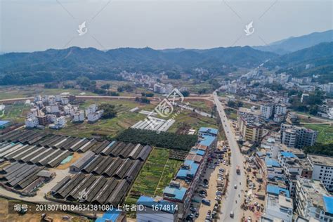 江西赣州农村乡镇集市风光航拍乡村小镇建筑摄影摄影素材汇图网