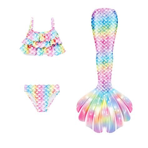 MNCEKFOD Girls Swimsiut Piece Bathing Suits Bikini Fish Tail Set For Hot Spring Natatorium