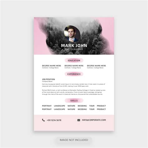 Premium Vector Photographer Cv Resume Template