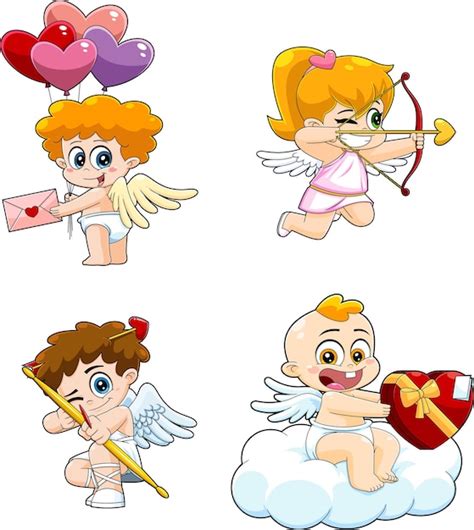 Personagem De Desenho Animado De Beb Cupido Fofo Conjunto De Cole O