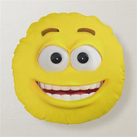 Yellow 3D Effect Emoji Round Pillow | Round pillow, Sleeping emoji ...