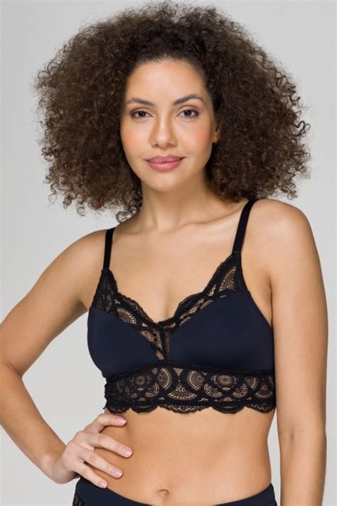 Sutiã Top sem Bojo e sem Aro em Microfibra e Renda Maria Preto Jescri Lingerie de qualidade