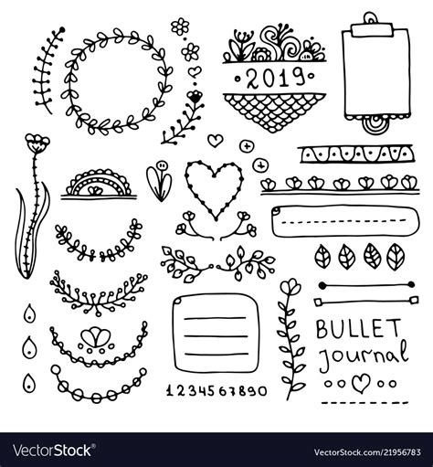 Bullet Journal Doodle Set Royalty Free Vector Image
