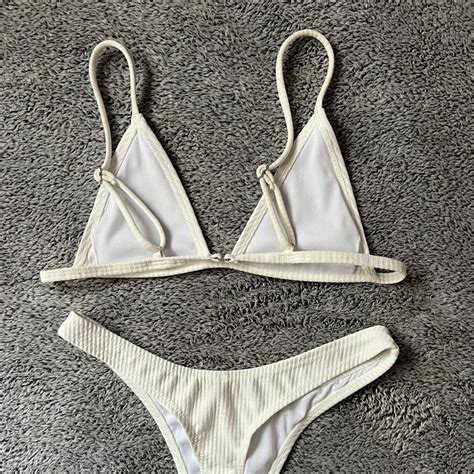 Bikini Set White XS Adjustable Bra Strap Depop