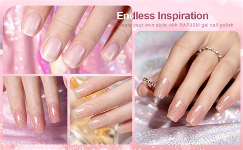 Amazon Rarjsm Nude Glitter Gel Polish Set Pcs Shimmery Jelly Nail Polish Iridescent