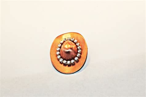 Vintage Western Cowboy Hat Brooch Gem