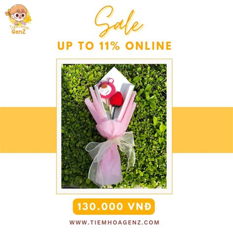 Bó Hoa Len Gấu Dâu Handmade Cute Hot Hit