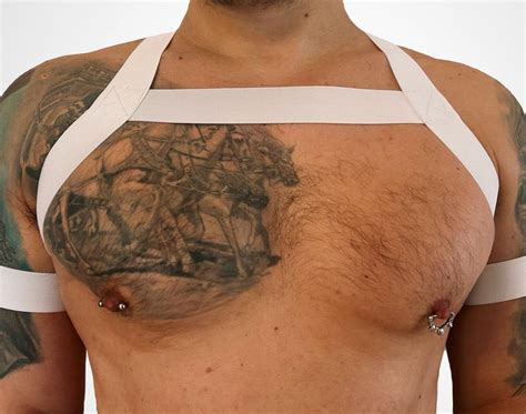 Elastic White Party Pride Male Gay Harness Outfit Two Armbands Etsy