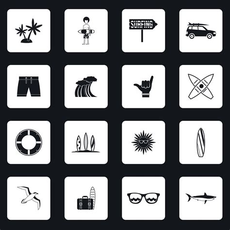 Surfing icons set, simple style 5313112 Vector Art at Vecteezy