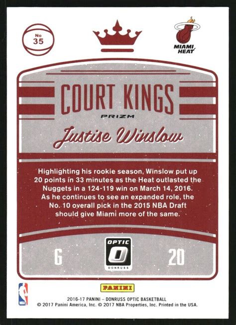 Donruss Optic Court Kings Purple Justise Winslow Ebay