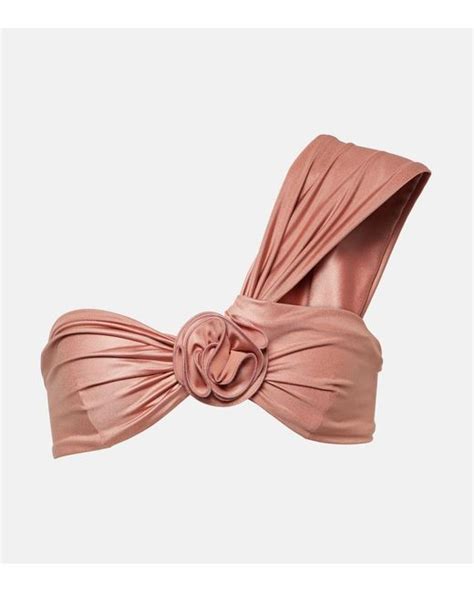 Magda Butrym Floral Applique Bikini Top In Pink Lyst