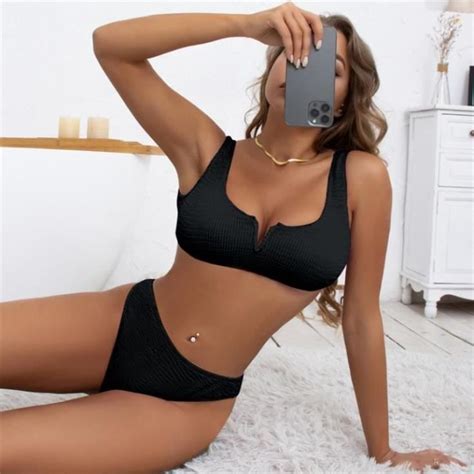 MAILLOT DE BAIN Femme Chic Boheme Plage Style Elegant Bikini Glamour Mode Y Noir NS