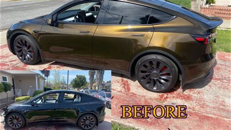 Tesla 2021 Model Y Performance Wrapped Inozetek Midnight Gold Metallic