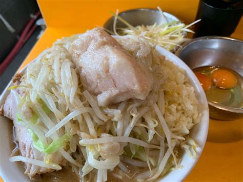 『小ラーメン ヤサイマシニンニクアブラマシマシ ねぎ 生たまご』ラーメン二郎 八王子野猿街道店2のレビュー ラーメンデータベース