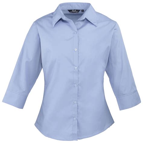 Womensladies Premier 34 Sleeve Poplin Blouseplain Workoffice