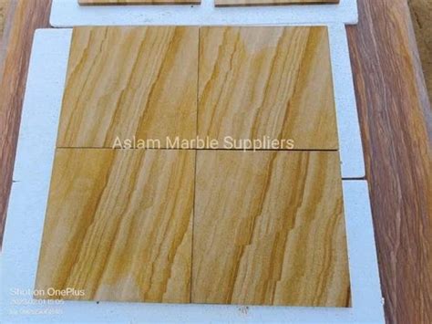 Matte Mm Square Yellow Teak Wood Sandstone Tiles For Flooring At Rs