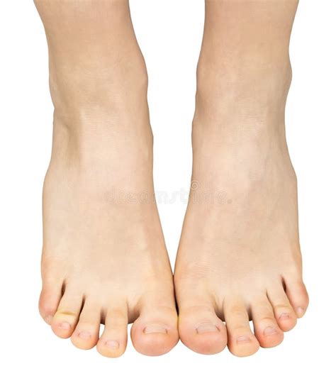 Feminine Naked Legs Feet And Toes Stand Straight And On The Slippers Legs Brought Together In