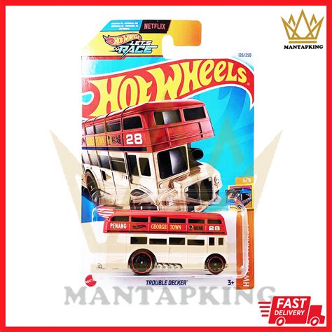 Hot Wheels Trouble Decker Fast Transit Red Hotwheels Bus
