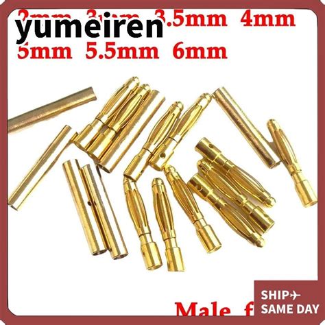 YUMEIREN Battery Gold Plated Bullet Banana Plug 2mm 3mm 3 5mm 4mm RC