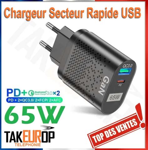 Chargeur Secteur Rapide Usb C W W Pour Samsung S S S S