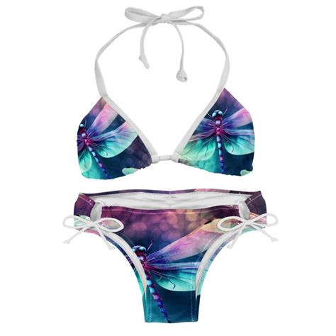 Dragonfly Detachable Sponge Adjustable Strap Bikini Set Swim Wear 2