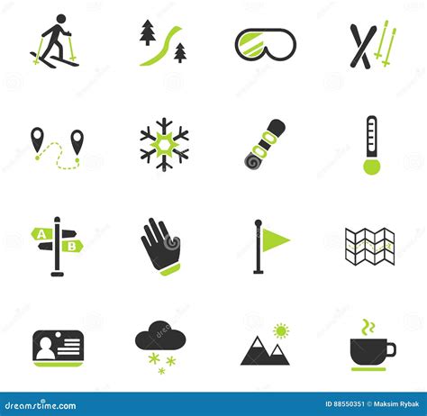 Skiing Icon Set Stock Illustration Illustration Of Path 88550351